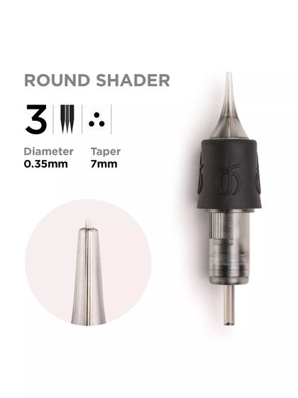 Phi Black Cartridge 0.35 3RS, 7mm taper - 10pcs