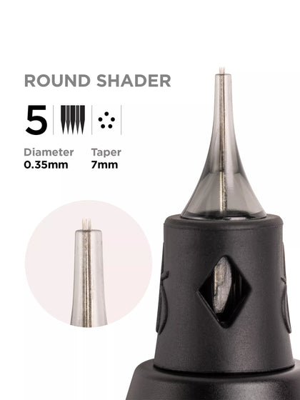 Phi Black Cartridge 0.35 5RS, 7mm taper - 10pcs