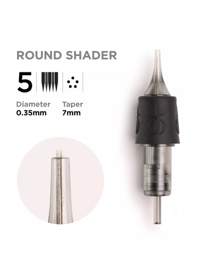 Phi Black Cartridge 0.35 5RS, 7mm taper - 10pcs